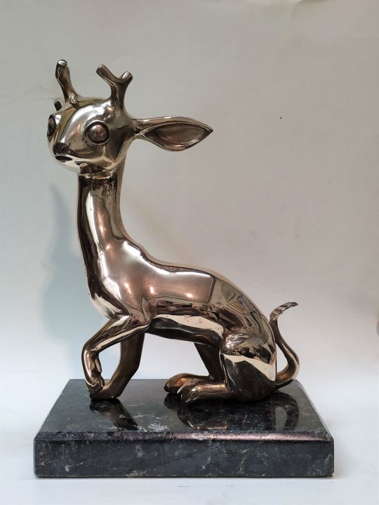 Sculpture intitulée "Creature" par Olga Baulina, Œuvre d'art originale, Bronze