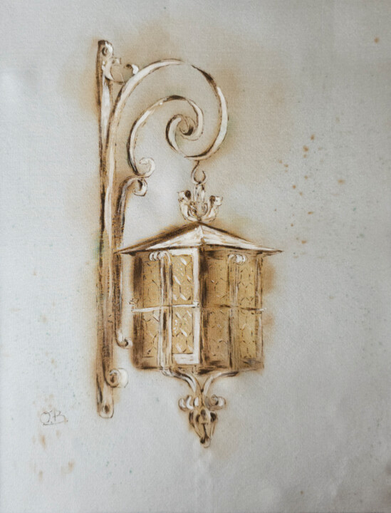 Schilderij getiteld "Lantern painted on…" door Olga Belova, Origineel Kunstwerk, Inkt