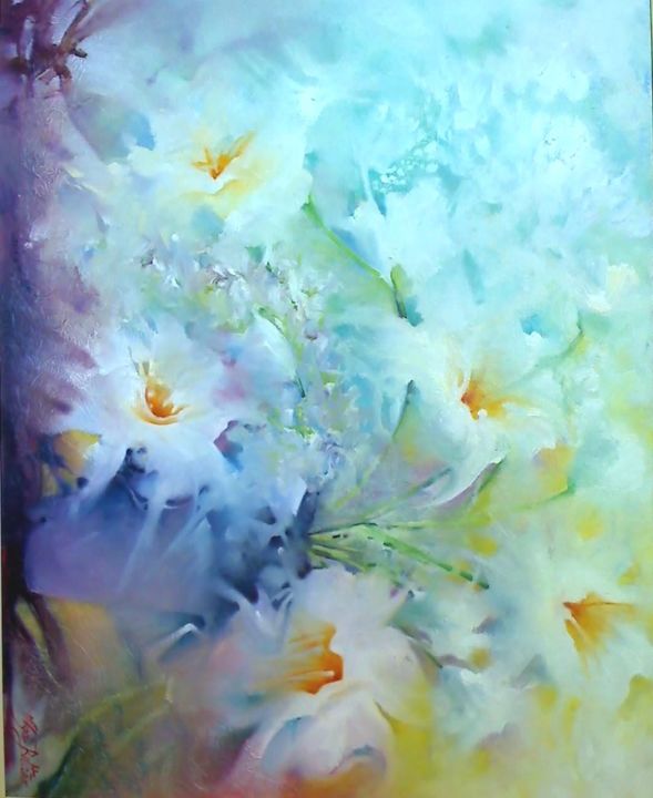 Malarstwo zatytułowany „Floral Mágico!” autorstwa Olga Beltrão, Oryginalna praca, Olej