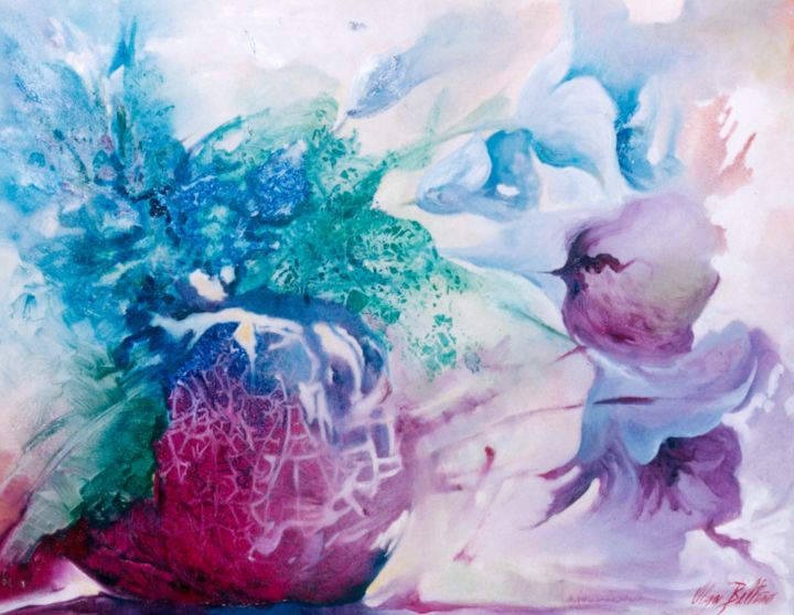 Pintura intitulada ""Floral da Fantasia…" por Olga Beltrão, Obras de arte originais, Óleo