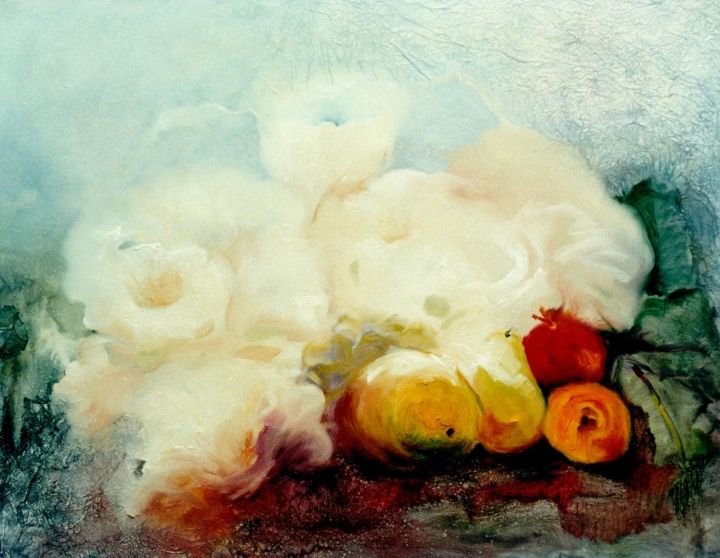 Pintura intitulada ""Sobre a mesa, flor…" por Olga Beltrão, Obras de arte originais, Óleo