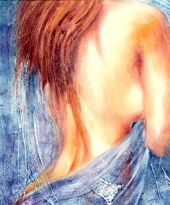 Pintura intitulada ""Sob o Manto Azul..…" por Olga Beltrão, Obras de arte originais, Óleo