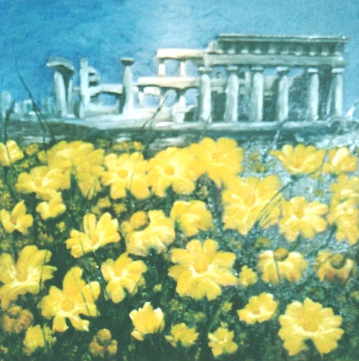 Painting titled ""Primavera na Gréci…" by Olga Beltrão, Original Artwork, Oil