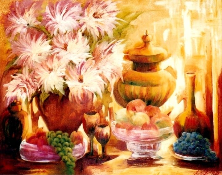 Pittura intitolato ""Floral de Luz"" da Olga Beltrão, Opera d'arte originale, Olio