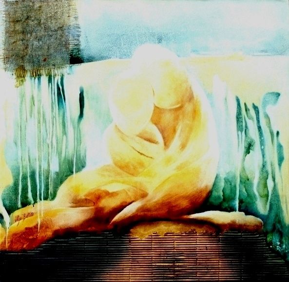 Pintura intitulada ""Enamorados..."" por Olga Beltrão, Obras de arte originais, Óleo