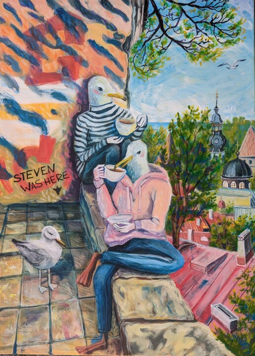 Schilderij getiteld "Steven was here" door Olga Beltsova, Origineel Kunstwerk, Acryl