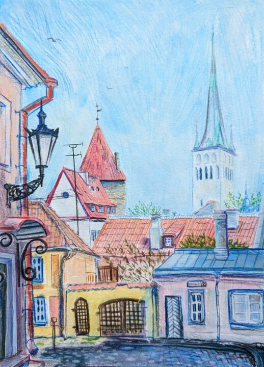 Painting titled "Tallinn. Old town.…" by Olga Beltsova, Original Artwork, Acrylic
