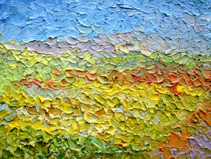 Peinture intitulée "Heat. steppe landsc…" par Olga Bezhina, Œuvre d'art originale, Huile Monté sur Châssis en bois