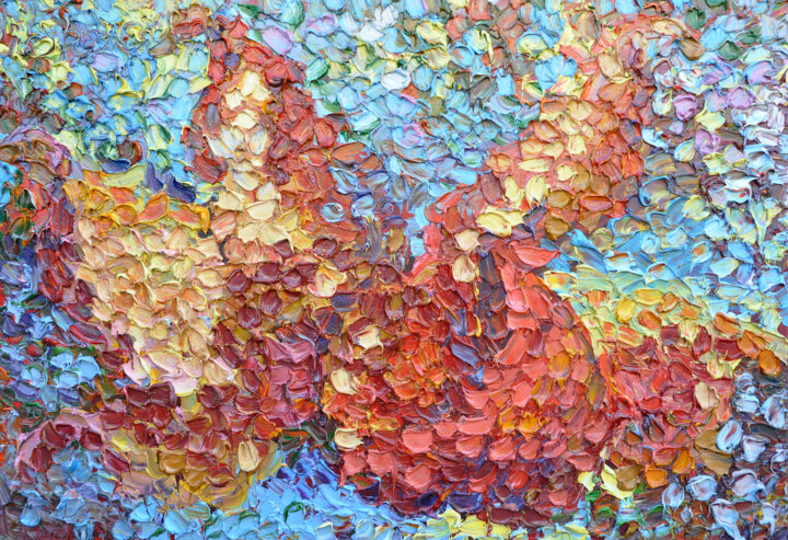 Malerei mit dem Titel "Red Garnet" von Olga Bezhina, Original-Kunstwerk, Öl Auf Keilrahmen aus Holz montiert