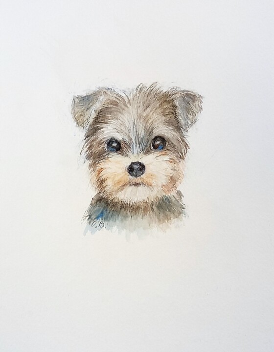 Pintura titulada "Yorkshire Terrier…" por Olga Billmaier, Obra de arte original, Acuarela