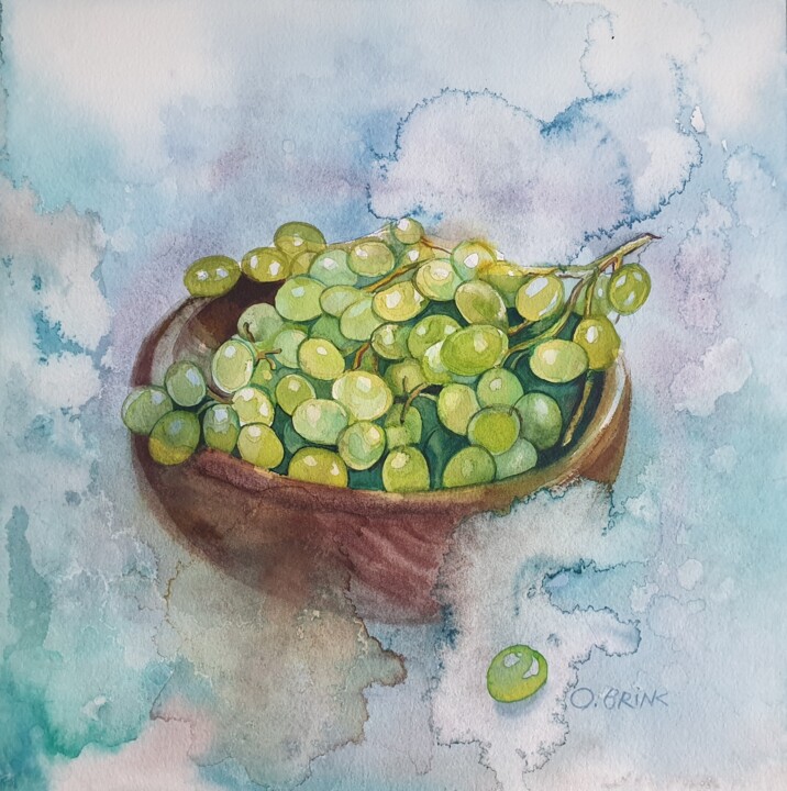 Peinture intitulée "Grape" par Olga Brink, Œuvre d'art originale, Aquarelle