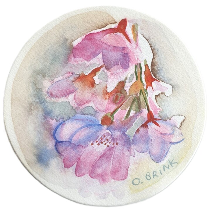 Schilderij getiteld "Almond Blossom" door Olga Brink, Origineel Kunstwerk, Aquarel