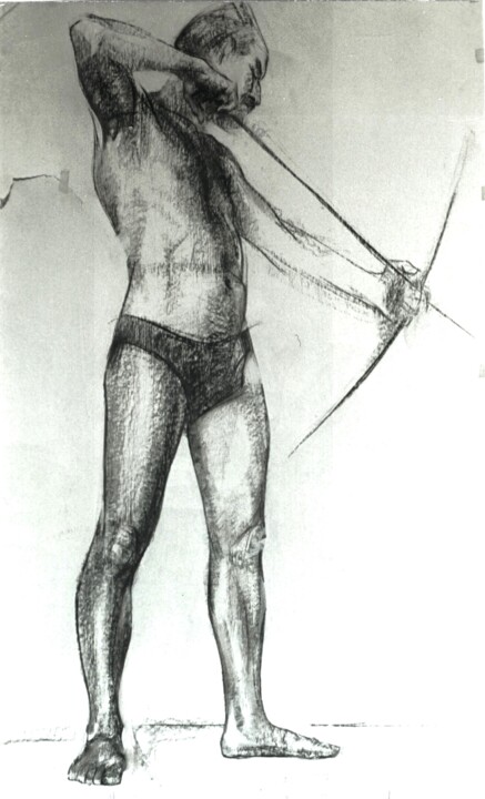 Σχέδιο με τίτλο "A man" από Olga Brink, Αυθεντικά έργα τέχνης, Κάρβουνο