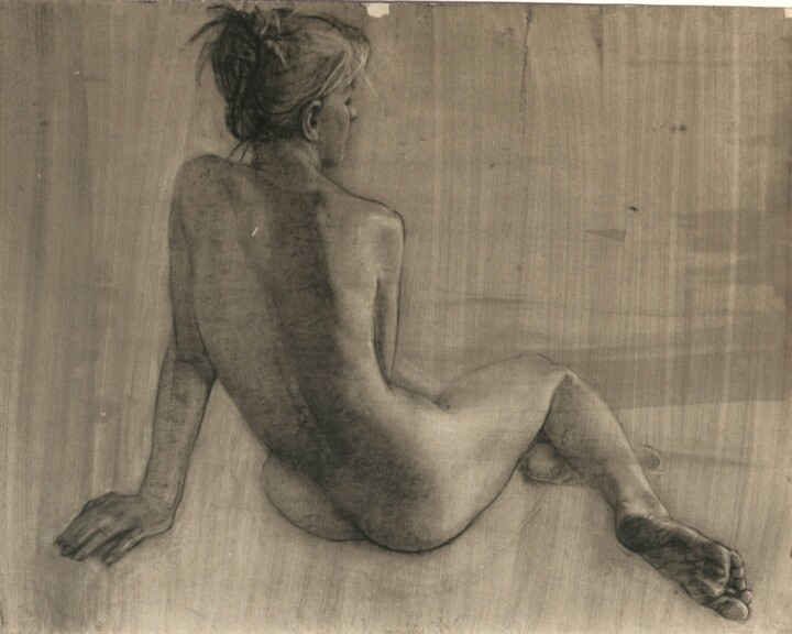 Drawing titled "A Sitting Model" by Olga Brink, Original Artwork, Pastel