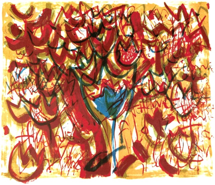 Отпечатки и Гравюры под названием "Flowers" - Olga Brink, Подлинное произведение искусства, Литография