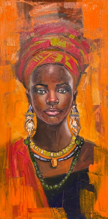 Pittura intitolato "Африканка" da Olga Bronskikh, Opera d'arte originale, Olio