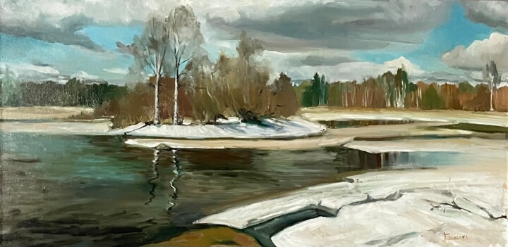 Картина под названием "Весенний пейзаж" - Olga Bronskikh, Подлинное произведение искусства, Масло