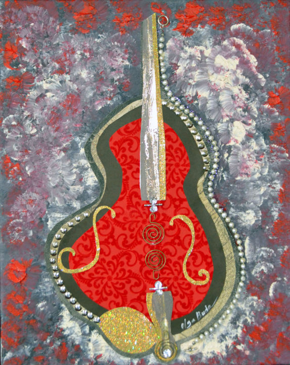 Collages getiteld ""The Violin"" door Olga Buda, Origineel Kunstwerk