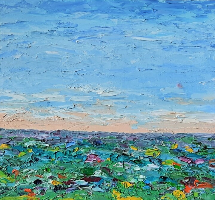 Картина под названием "Полевые цветы" - Ольга Чекурова, Подлинное произведение искусства, Масло