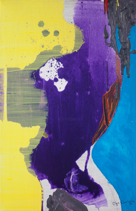 Schilderij getiteld "body violet" door Olga Chertova, Origineel Kunstwerk, Acryl Gemonteerd op Frame voor houten brancard