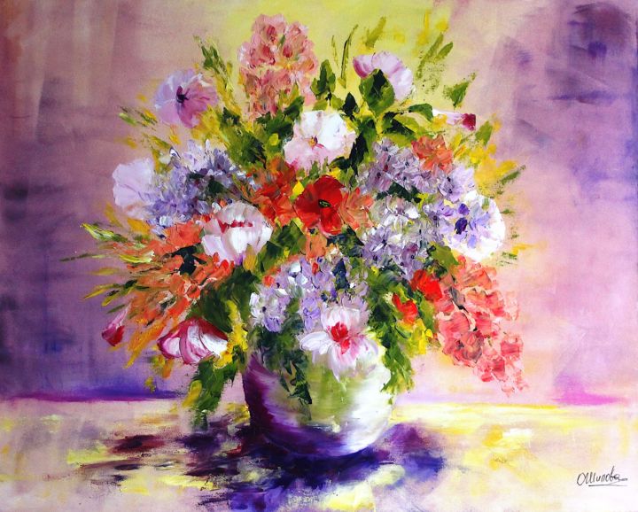 Peinture intitulée "bouquet-ensoleille-…" par Olga Chilova - Stephan, Œuvre d'art originale, Huile