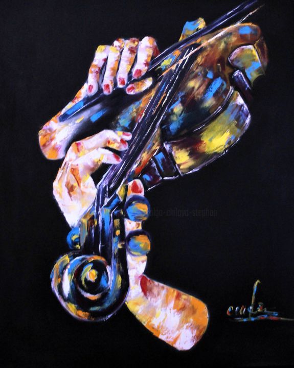 Pintura intitulada "violon" por Olga Chilova - Stephan, Obras de arte originais, Óleo