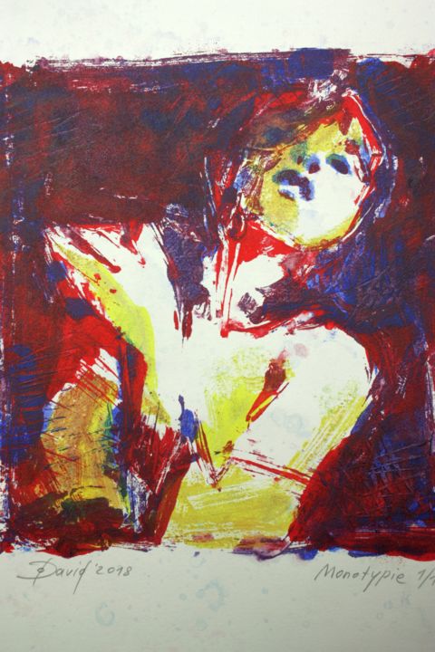 Printmaking titled "Monotypie 908" by Olga David, Original Art, Monotype