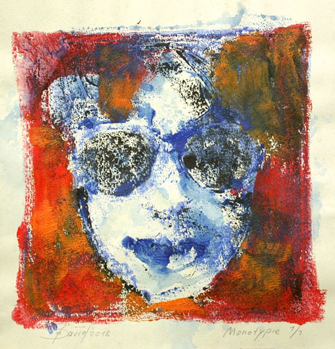 Printmaking titled "Monotype 912 - face…" by Olga David, Original Art, Monotype