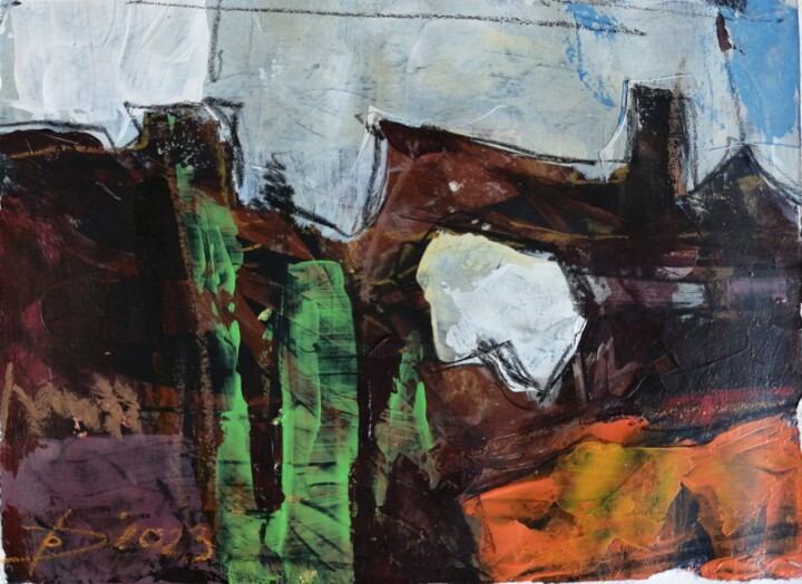 Schilderij getiteld "Mini Abstrakt Lands…" door Olga David, Origineel Kunstwerk, Acryl