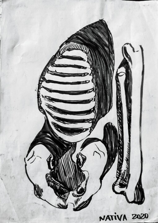 Pintura intitulada "Bones" por Olga Detta Sofia Bakhmatska (Nativa), Obras de arte originais, Acrílico