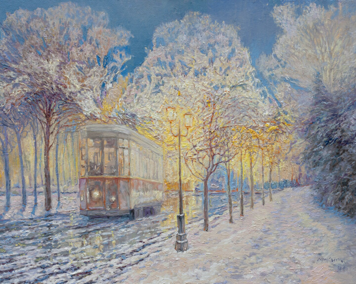 Картина под названием "Лирика трамвайных п…" - Olga Didyk (Mykyta), Подлинное произведение искусства, Масло