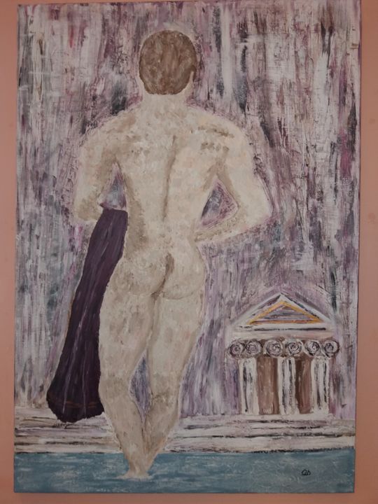 Ζωγραφική με τίτλο "#Hellas#man#tample#…" από Od, Αυθεντικά έργα τέχνης, Ακρυλικό