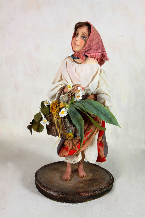 Sculpture titled "A peasant girl" by Olga Filinova, Original Artwork, Polymer clay