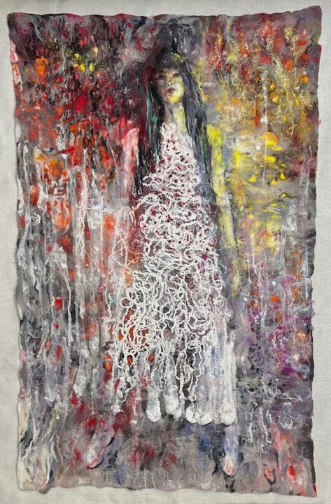 Textilkunst mit dem Titel "In spotlight" von Olga Finkel, Original-Kunstwerk, Textilfaser
