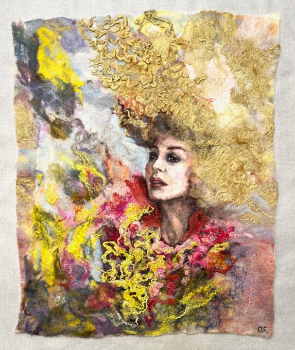 Textile Art titled "Monique" by Olga Finkel, Original Artwork, Textile fiber