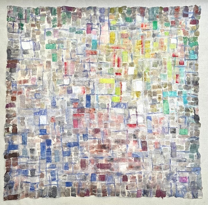 Textile Art titled "Pixels" by Olga Finkel, Original Artwork, Textile fiber