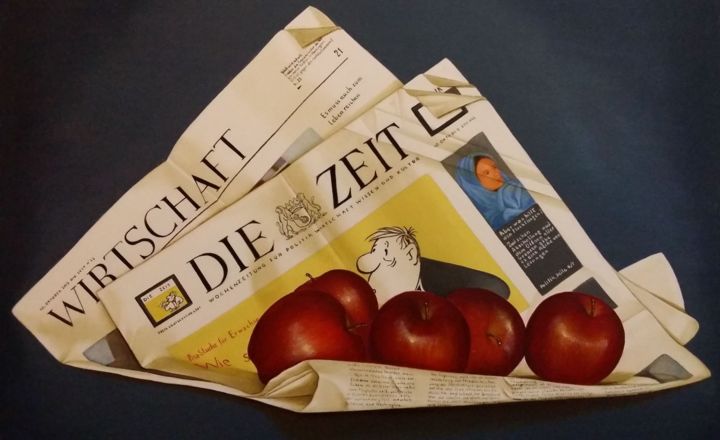 "newspaper-with-appl…" başlıklı Tablo Olga Formisano tarafından, Orijinal sanat