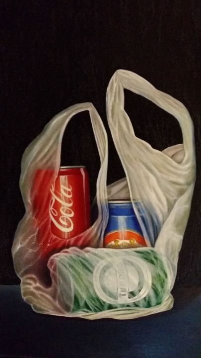 Painting titled "plastic-bag-with-ca…" by Olga Formisano, Original Artwork