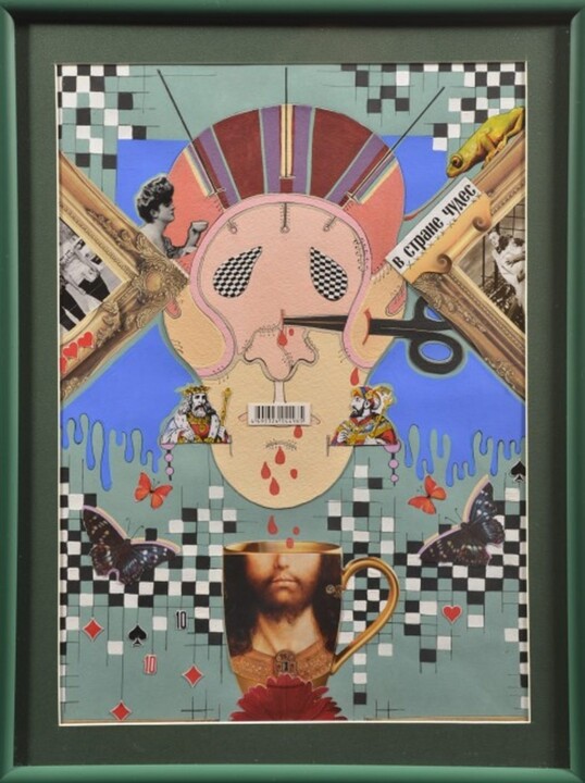 Κολάζ με τίτλο "в стране чудес" από Ольга Гатиева, Αυθεντικά έργα τέχνης, Κολάζ Τοποθετήθηκε στο Ξύλινο πάνελ