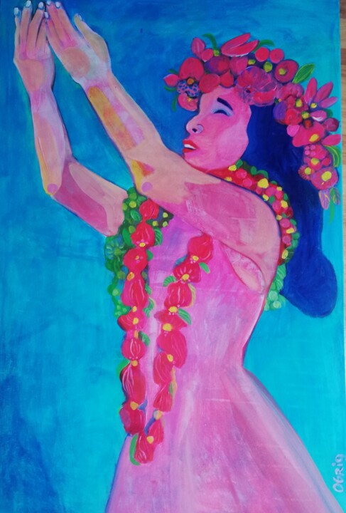 Painting titled "Hawaii girl 3" by Olga Grig, Original Artwork, Acrylic