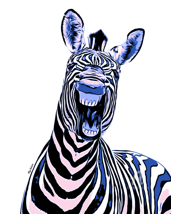 Цифровое искусство под названием "Funny zebra" - Olga Guseva, Подлинное произведение искусства, Цифровая живопись Установлен…