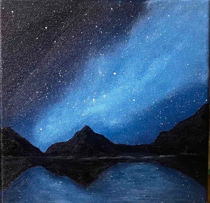 Painting titled "Milky way" by Olga Istrate, Original Artwork, Acrylic Mounted on Wood Stretcher frame