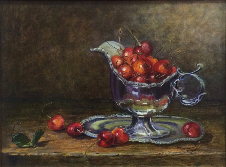 Painting titled "Still life with swe…" by Olga Ivanova, Original Artwork, Oil Mounted on Wood Stretcher frame
