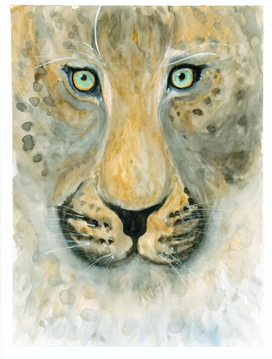 Painting titled "I look into your ey…" by Olga Ivanova, Original Artwork, Watercolor
