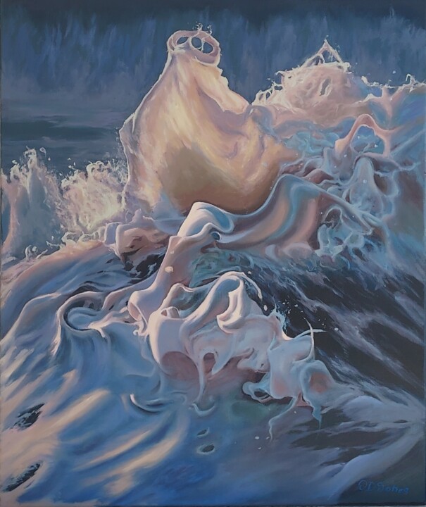 "Sea frappe" başlıklı Tablo Olga Jones tarafından, Orijinal sanat, Petrol