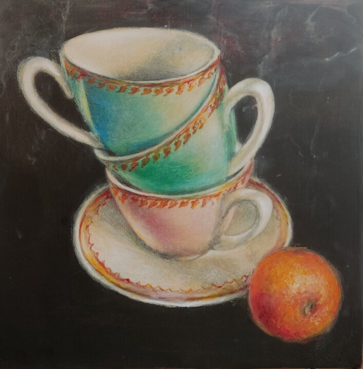 Malerei mit dem Titel "Time for tea" von Oj, Original-Kunstwerk, Öl