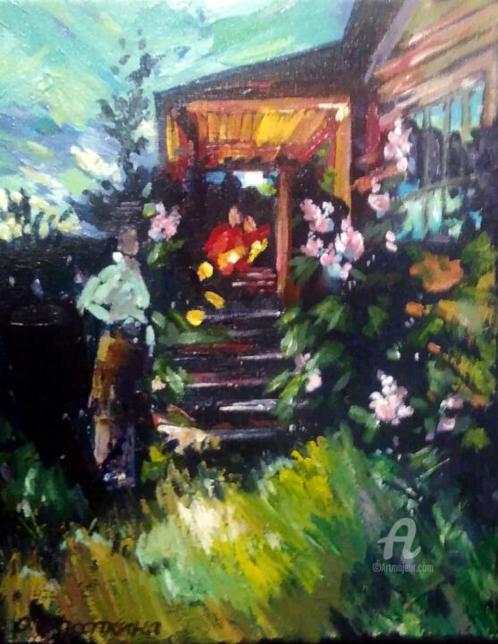 Картина под названием "On a summer evening…" - Olga Kasatkina, Подлинное произведение искусства, Акрил