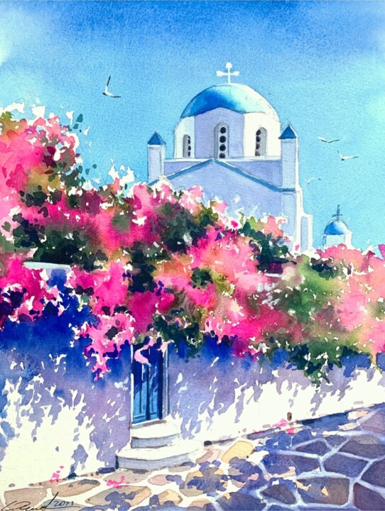 Painting titled "Summer day" by Olga Kharchenko, Original Artwork, Watercolor