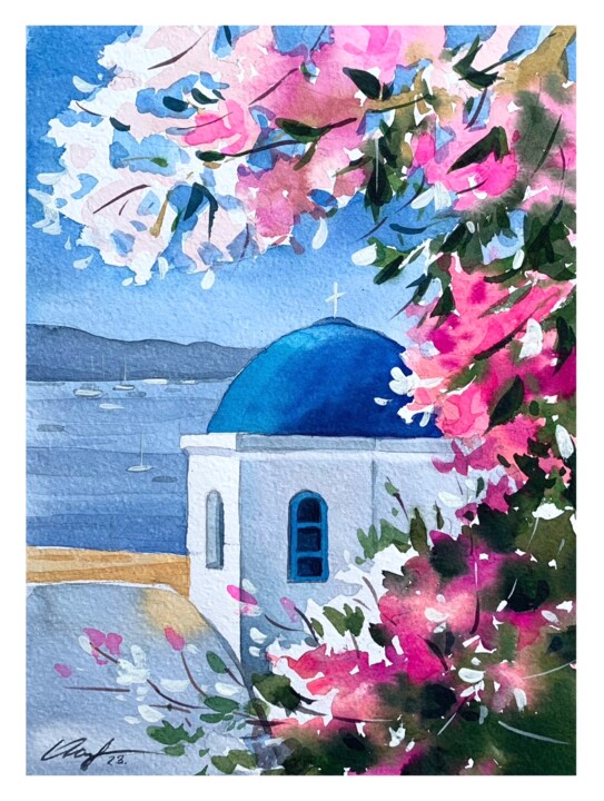 제목이 "Greece mood"인 미술작품 Olga Kharchenko로, 원작, 수채화