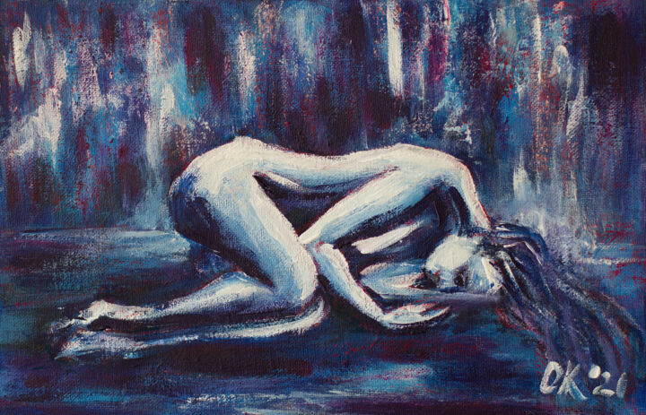 Картина под названием "Blue Nu Girl" - Olga Kolomenskaya, Подлинное произведение искусства, Акрил